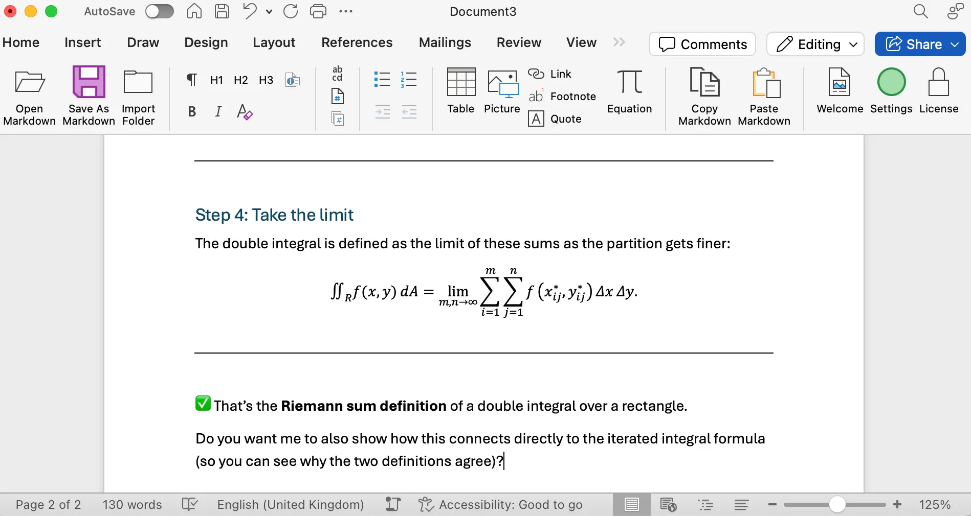 Pasted fragment in the Word document
